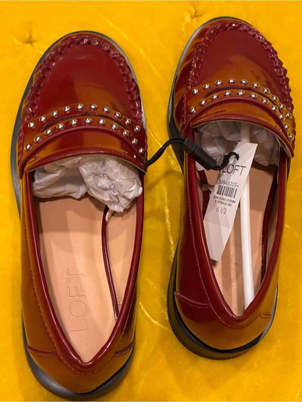 LOFT  Patent Studded Loafers